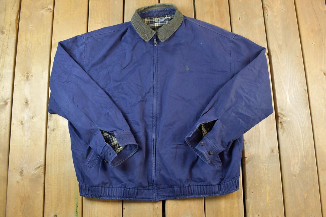 Vintage 1990s Polo by Ralph Lauren Light Collared Full Zip Plaid