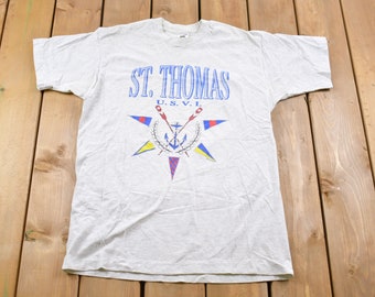 Vintage 1980s St. Thomas Graphic T-Shirt /  80s / 90s / Streetwear Fashion / Made In USA / Vacation Tee / Travel & Tourism
