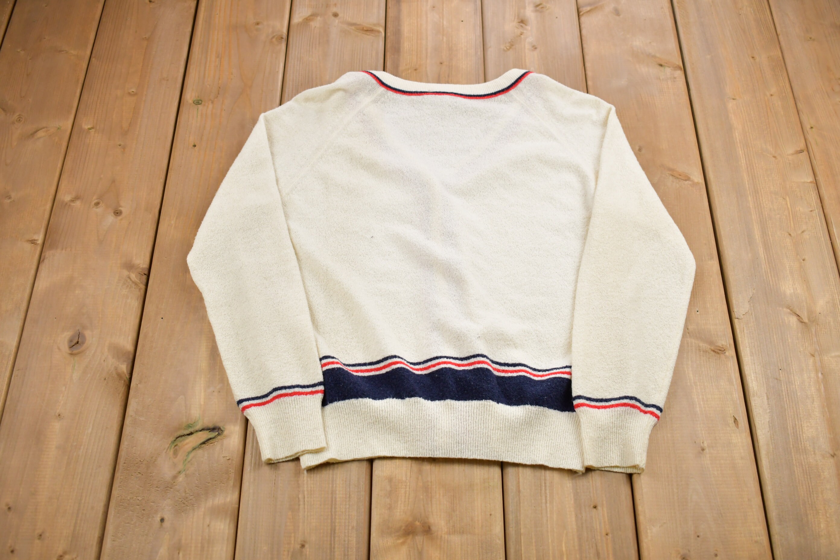 Vintage 1970s Made in USA Knitted Sweater / Vintage 70s Cardigan 
