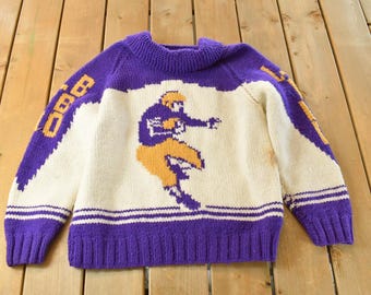 Vintage 1950s Hand-knit Duck Hunting Cowichan Sweater / Wool