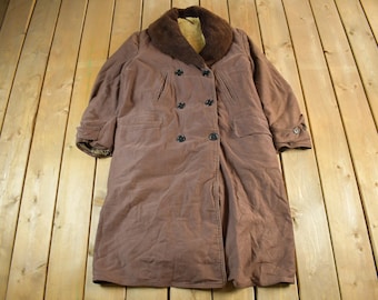 Vintage 1940s U.S. Military Mackinaw WW2 Double Breasted Shearling