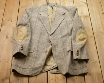 Vintage 1990s Pendleton 100% Wool Jacket / Wool Jacket  / Vintage 90s Jacket / Elbow Patches / Cozy Trench Coat