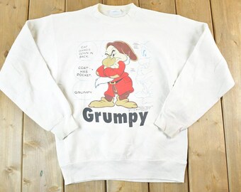 Vintage 1990s Grumpy Disney Crewneck Mens M / Vintage Sweatshirt / Vintage Disney / Mickey / Embroidered Disney Sweater