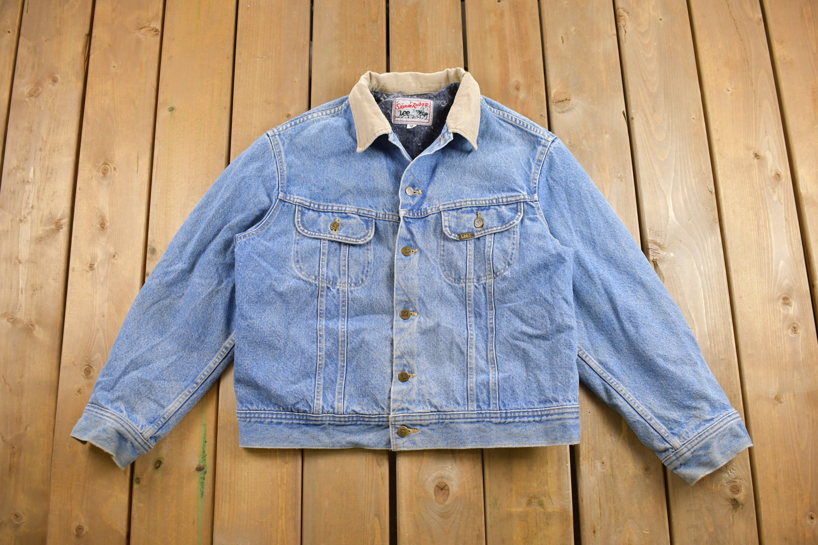 Vintage 1980s Lee Storm Riders Jean Jacket Blanket Lined
