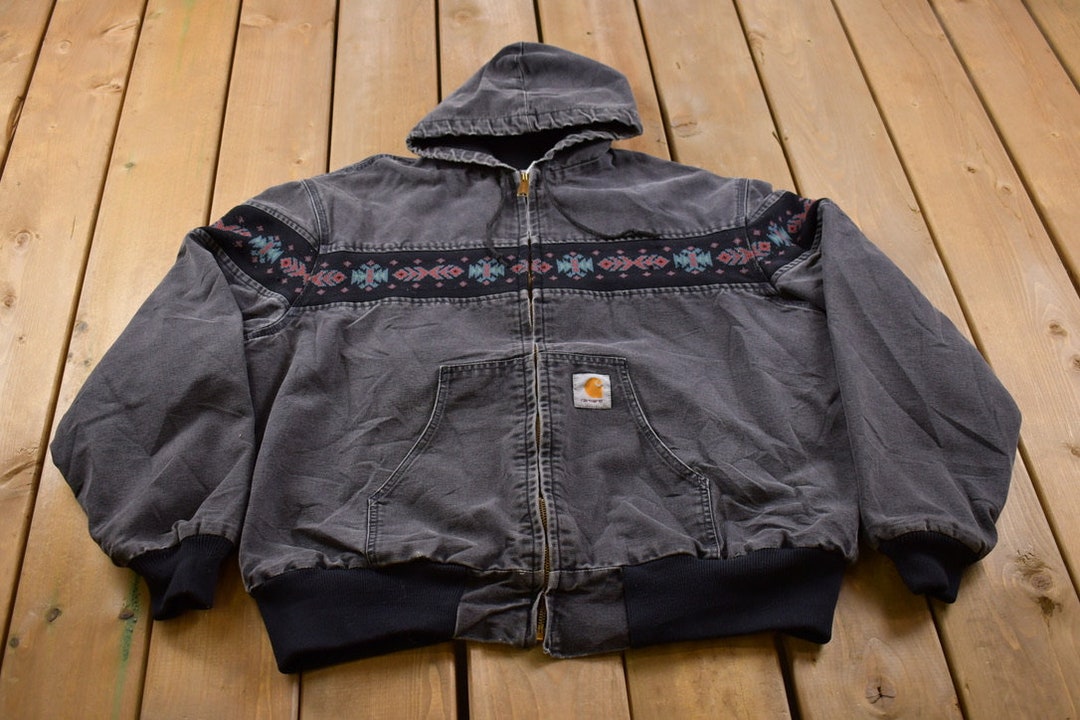 Vintage 1990s Carhartt Aztec Hooded Jacket / Workwear / - Etsy