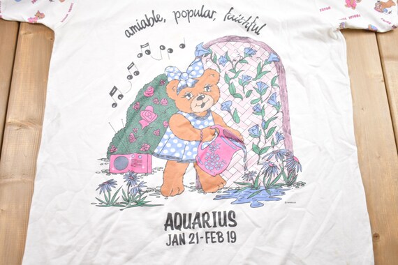 Vintage 1990s Aquarius Cute Bear Graphic T-Shirt … - image 3