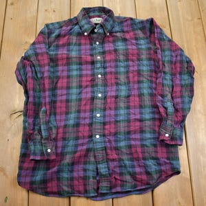 Vintage 1990s LL Bean Northwoods Plaid Flannel Button Up Shirt - Medium