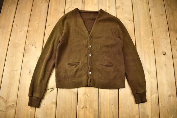 Vintage 1970s Blank Brown Cardigan 