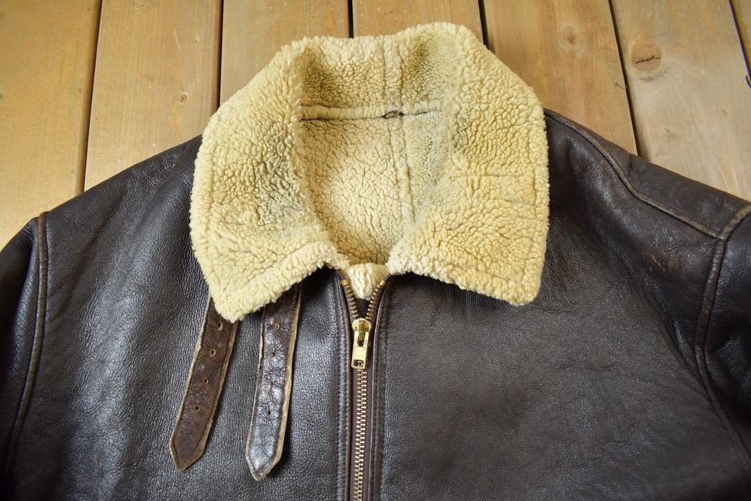 Vintage 1980s Authentic B3 Style Shearling Jacket Made in