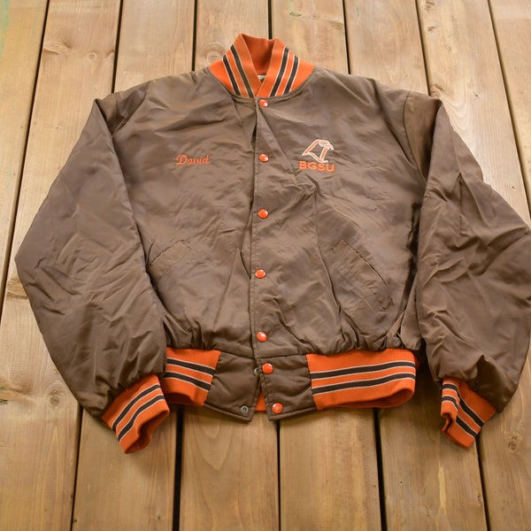 Vintage 1980s Holloway BGSU Jacket / Athleisure / Streetwear / Athletic Sportswear / Streetwear / Made In USA / Brown Bomber