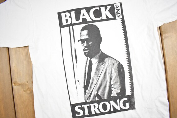 Vintage 1990s Malcom X Black And Strong Graphic T… - image 3