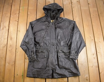 Vintage 1990s Full Length Black Leather Trench Coat / Fall Outerwear / Leather Coat / Winter Outerwear / Streetwear Fashion / Matrix Jacket