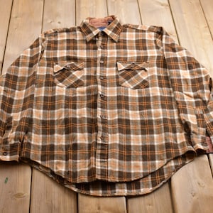 Vintage 1990s JC Penney Wool Plaid Flannel Button Up Shirt / 1990s Button Up / Vintage Flannel / Plaid Shirt / Button Down / Wool