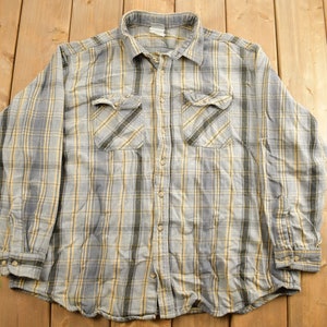Vintage 1990s Carhartt Plaid Flannel Button Up Shirt / 1990s Button Up / Vintage Workwear / Grey Flannel / Size 2XL