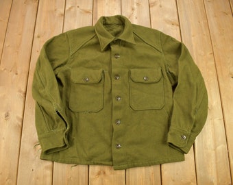 Vintage 1940s WW2 American Wool Button Up Infantry Shirt / Military / Militaria / Army Souvenir / True Vintage / Wool Shirt
