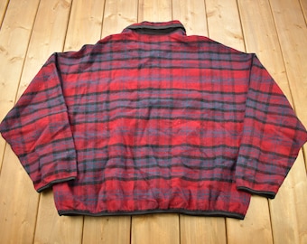 Vintage 1990s Pendleton Plaid T Snap Sweatshirt / 100% Virgin Wool / Outdoorsman / Made In USA / Pendleton Flannel