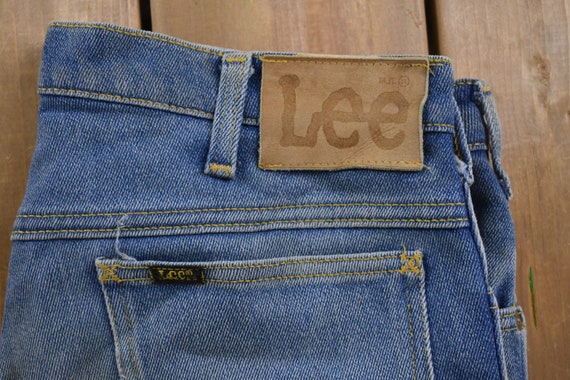 Vintage 1990's Lee Super Distressed Patched Blue … - image 8