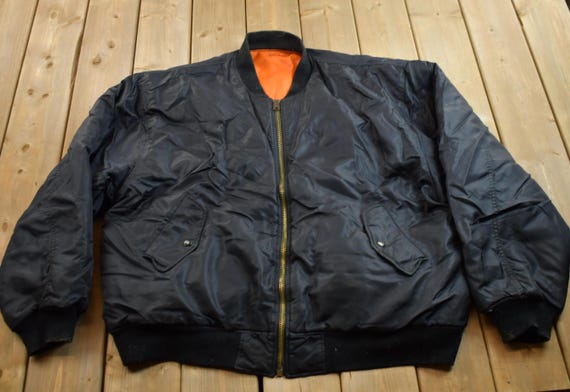 90s ma-1 leather jacket vintage stussy Vintage 90s Bomber MA1 Flight Jacket 2 pieces - XL \u2013 Cozy Closet
