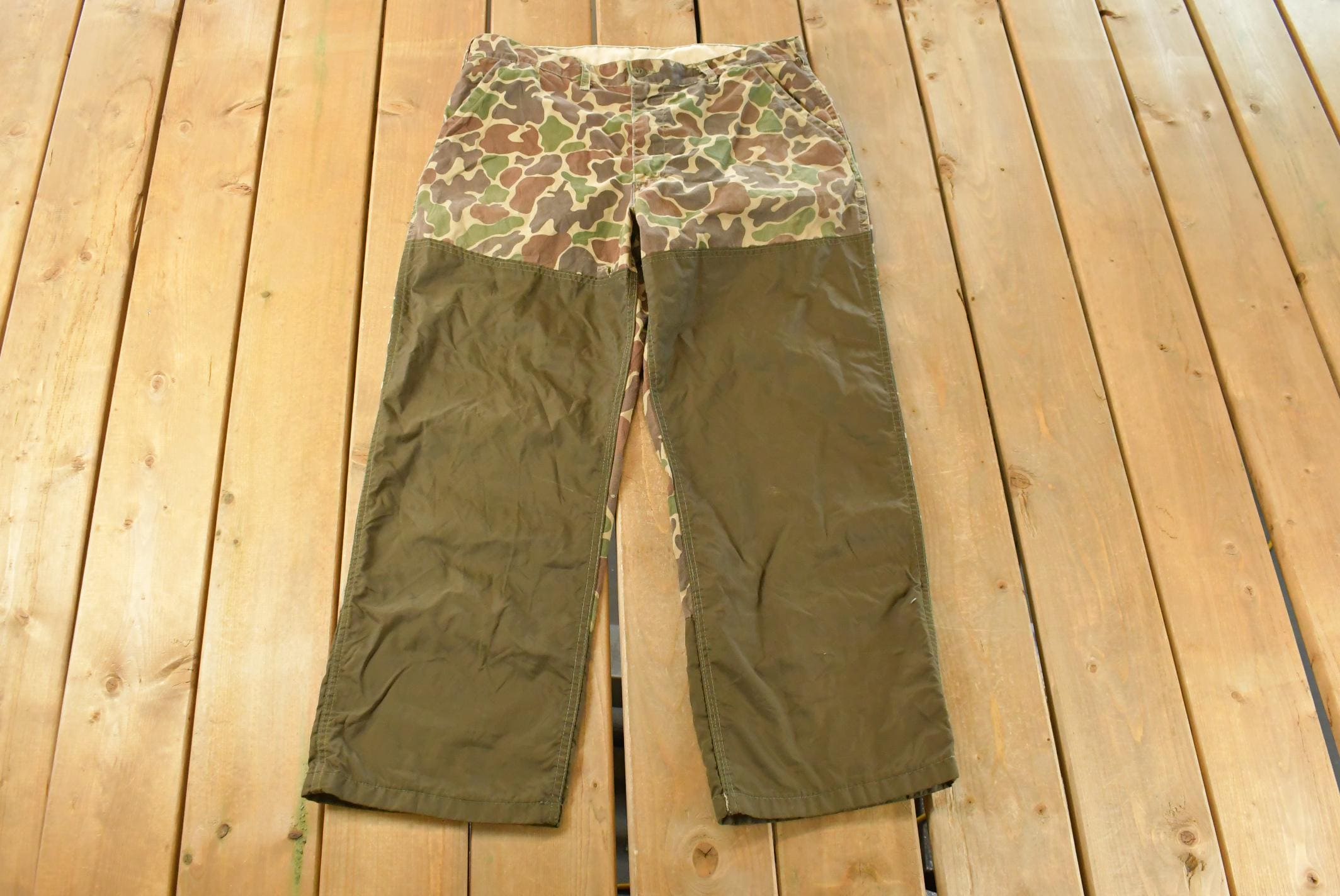Vintage 1970s Saftbak Duck Camo Hunting Brush Pants Men's 36 X 28