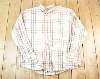 Vintage 1990s Eddie Bauer Large Plaid Western Style Button Up Shirt Men's XL / Made In USA / Vintage Rodeo Shirt / Vintage Cowboy Shirt