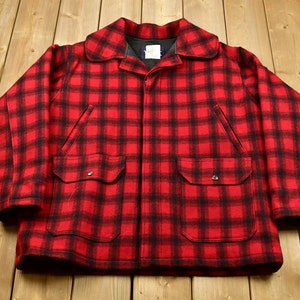 Vintage 1980s Woolrich Buffalo Plaid Hunting Jacket / Made In USA / Outerwear Jacket / Heavy Wool Long Coat / Casual / Hunting Jacket