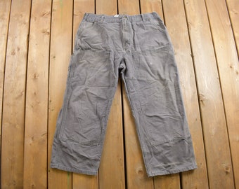 Vintage Carhartt Double Knee Faded 32×34 RARE VTG Carhartt Double Knee Faded Blue Canvas WIP Workwear Pants