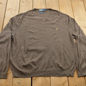 Vintage Knitted Polo by Ralph Lauren Sweater / 100% Pima Cotton / Outdoor / Hand Knit / Pullover Sweatshirt