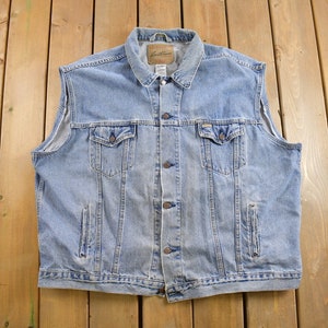 Vintage 1990s Levis Denim Jean Jacket Vest Size 4XL / Black / Vintage Denim / Streetwear / Vintage Outerwear / Fall Jacket / 90s Levis Denim