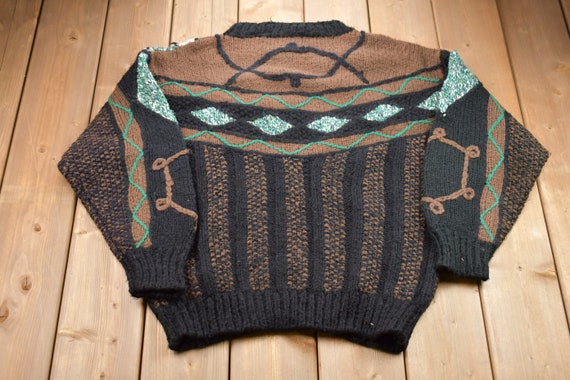 Vintage 1987 Novo Abstract Knitted Sweater / Vint… - image 2