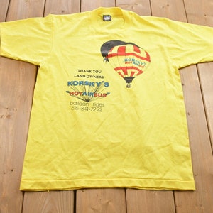 Vintage 1980s The You Land Owners Korsky&#39;s Hot Air Bus Graphic T-Shirt / Streetwear / Single Stitch / Made In USA / 1980s Graphic Tee