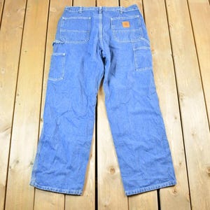 Vintage Y2K Carhartt Denim Work Jeans Size 36 x 32 / 90s Carpenter Pants / Made In USA / Distressed Carhartt / Vintage Workwear