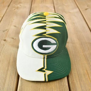 Vintage 1990s Green Bay Packers NFL Starter Shock Wave  Strap Back Hat / OSFA / 90s Snap Back / Wool Hat / Embroidered / Zig Zag