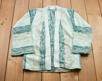 Jersey de punto vintage de los años 80 / Cárdigan vintage de los 80 / Jersey estampado / Para exteriores / Tejido a mano / Cárdigan de los 80