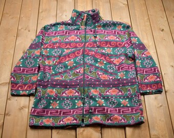 Suéter vintage de polar con cremallera Climate Zone de los años 90 / para amantes de la naturaleza / Suéter de los 90 / Ropa urbana / Senderismo / Polar con cremallera / Polar abstracto