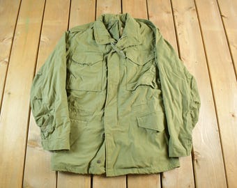 Vintage 1970s OG-107 Nylon Combat Field Coat Men's XS / Full Zip Jacket / Army Green / 70s Military Jacket / Alpha Industries / True Vintage