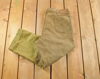 Vintage 1990s Wrangler Outdoor Comfort Rugged Wear Green Jeans Size 36 x 25 / Outdoorsman / Hunting Pants / Made In USA
