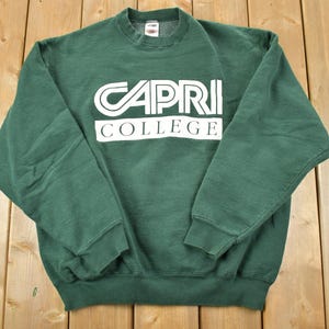 Vintage 1990s Capri College Heavyweight University Collegiate Crewneck / Embroidered / NCAA Sweatshirt / Sportswear / Americana