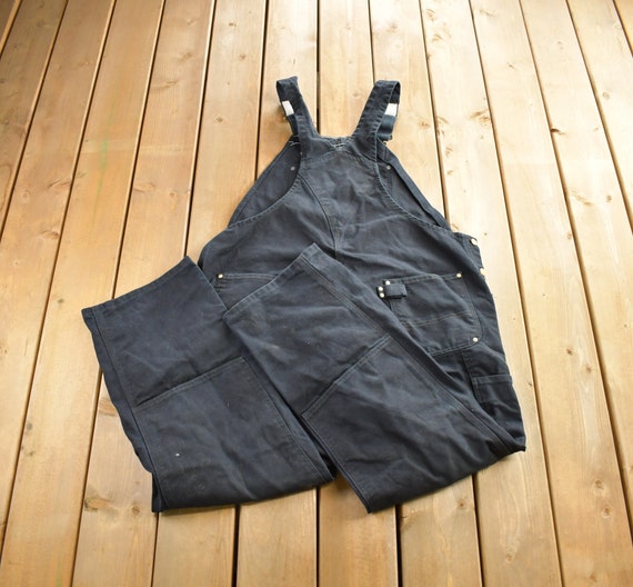 Vintage 1990s Carhartt Black Double Knee Canvas Overalls Size 44 X