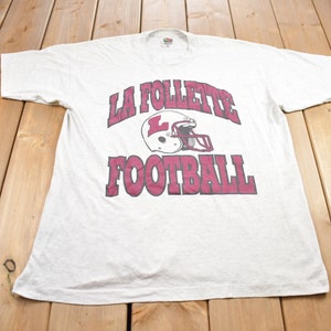 Vintage 1990s La Follette University Football Collegiate T-Shirt / Stained on Back / NCAA Tee / Americana / Sportswear