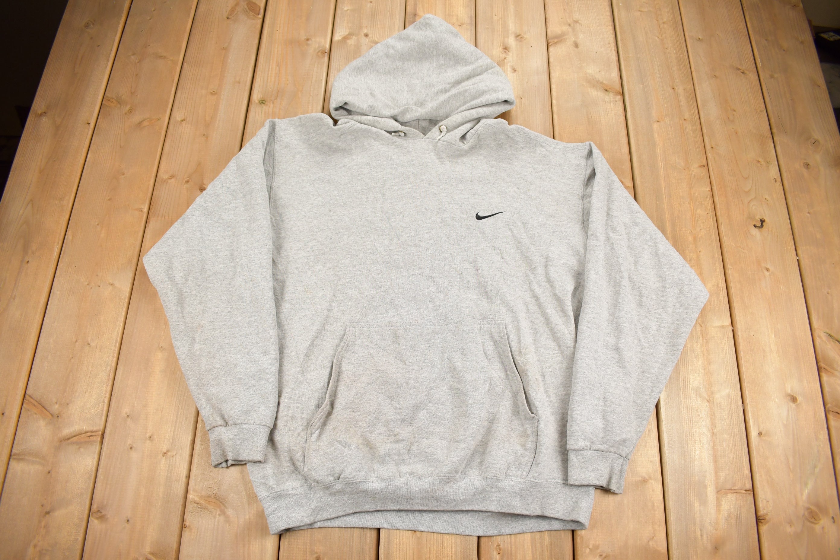 1990s Nike Grey Swoosh Hoodie / Made in - Sweden