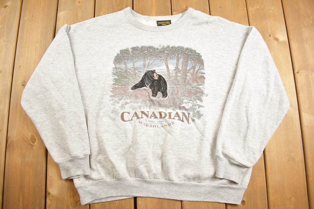Vintage 1990s Canadian Marshlands Black Bear Crewneck Sweater - Etsy