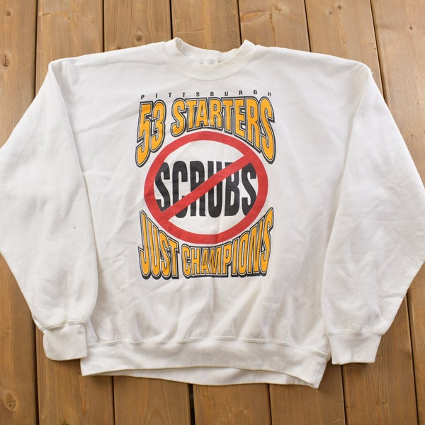 Vintage 1980s No Scrubs Crewneck Sweatshirt / 80s / Embroidered / Sportswear / Athleisure / Americana