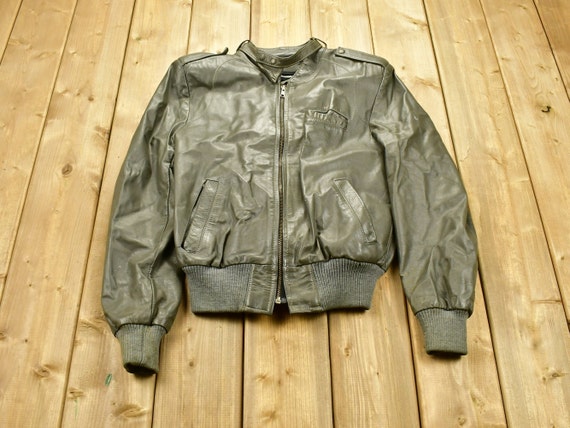 Vintage 1980s Oleg Cassini Leather Biker Jacket /… - image 1