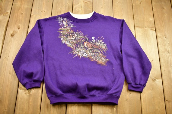 Vintage 1990s Nature Graphic Crewneck Sweater  / … - image 1