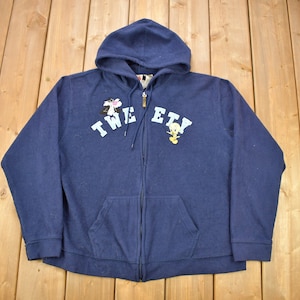 Sudadera con capucha y cremallera completa de Tweety Bird Looney Tunes de la década de 1990 / Warner Bros / Sudadera vintage / Sudadera con capucha de polar / Dibujos animados vintage