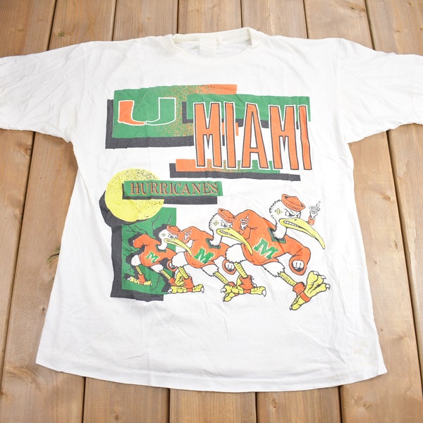 Vintage 1980s University of Miami Hurricanes Collegiate T-Shirt / NCAA Tee / Americana / Single Stitch / Sportswear / College Football