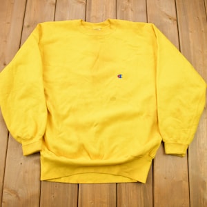 Vintage 1990s Blank Yellow Champion Reverse Weave Crewneck / Vintage Champion / Vintage Pullover / Streetwear /Made In USA / Sportswear