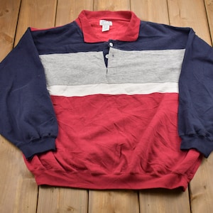 Vintage 1990 Arrow Sport Collared Sweatshirt / 90s Collared Sweater / Striped / Souvenir / Athleisure / Streetwear / Made In Greece
