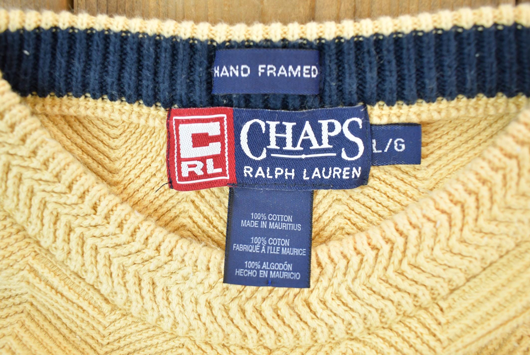 Vintage 1990s Chaps Ralph Lauren Hand Framed Knit Crewneck Sweater 