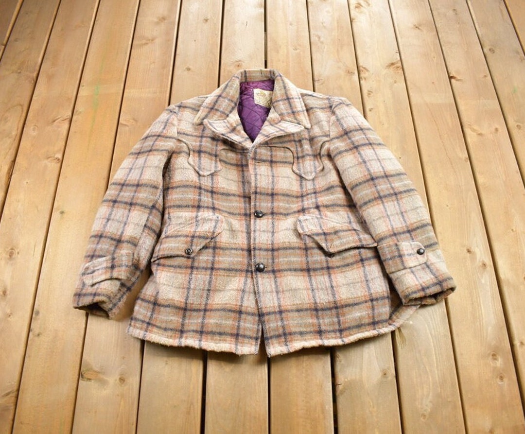 ジャケット・アウター CHECK EMBROIDERY NO COLLAR JACKET Men's Blue Cashmere Check Jacket | Stefano Bemer